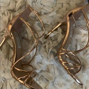 High heel straps rose gold Steve Madden sandals